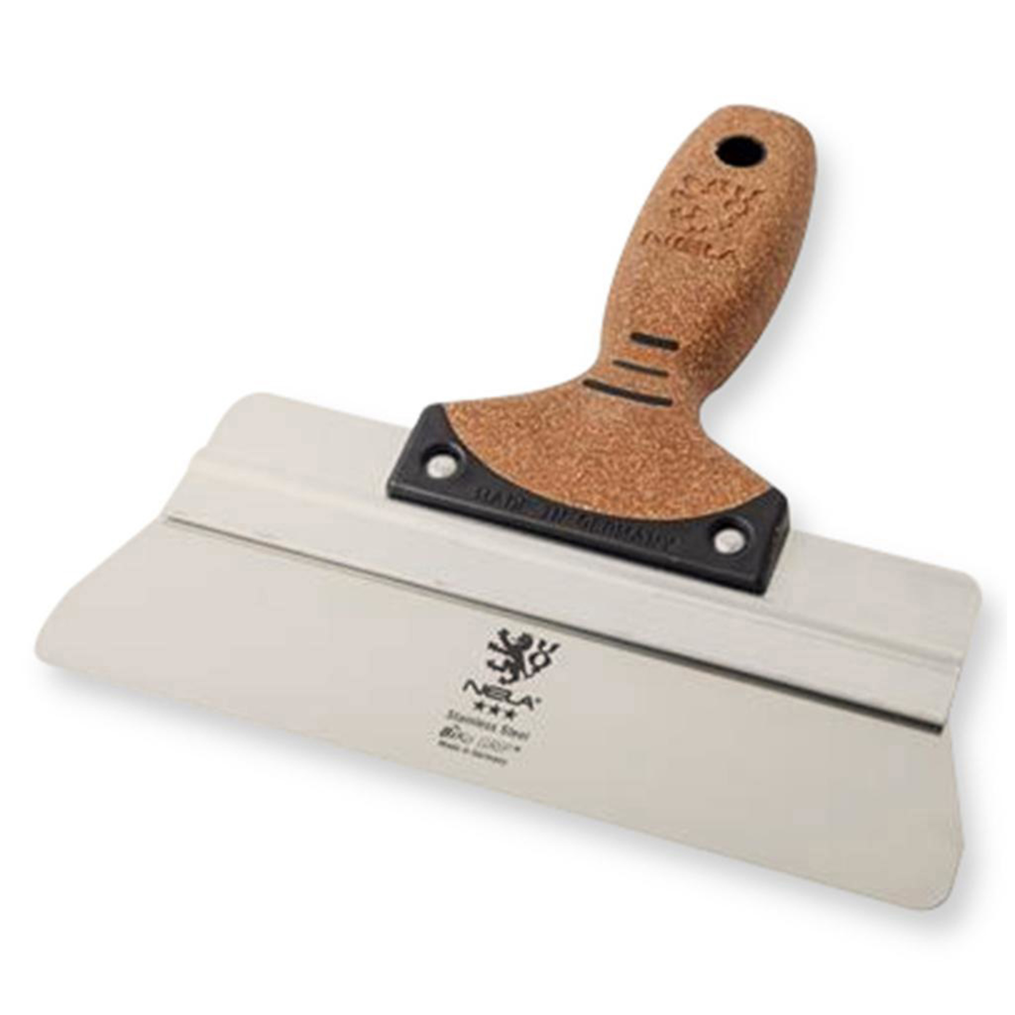NELA Stainless Steel Spatula — 10in., Rounded Corners, BiKoGRIP Cork Handle, Model# NELTKRC10